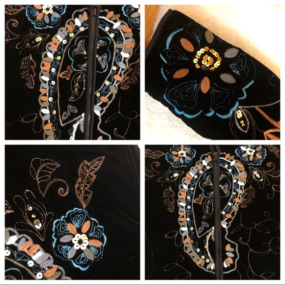 Harve Benard Black Velour Embroidered Jacket - Picture 7 of 11